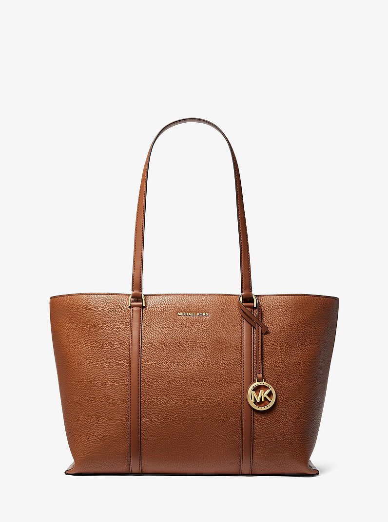 Temple Large Pebbled Leather Tote Bag in LUGGAGE | Michael Kors