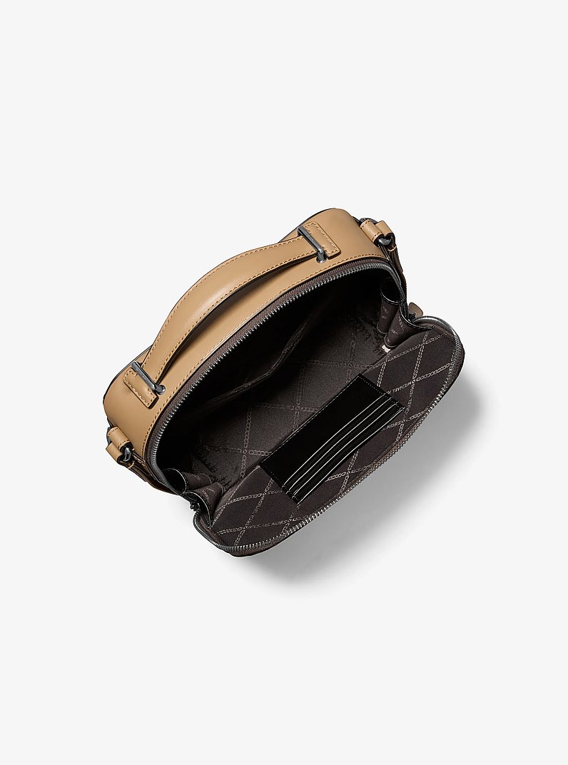Hudson Crocodile Embossed Leather Crossbody Bag in HUSK | Michael Kors