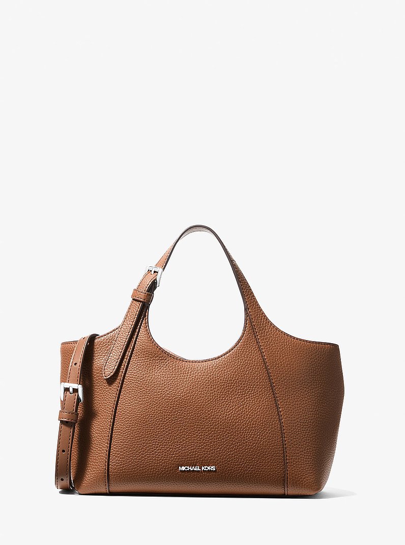 Bernie Small Pebbled Leather Satchel in NAVY | Michael Kors