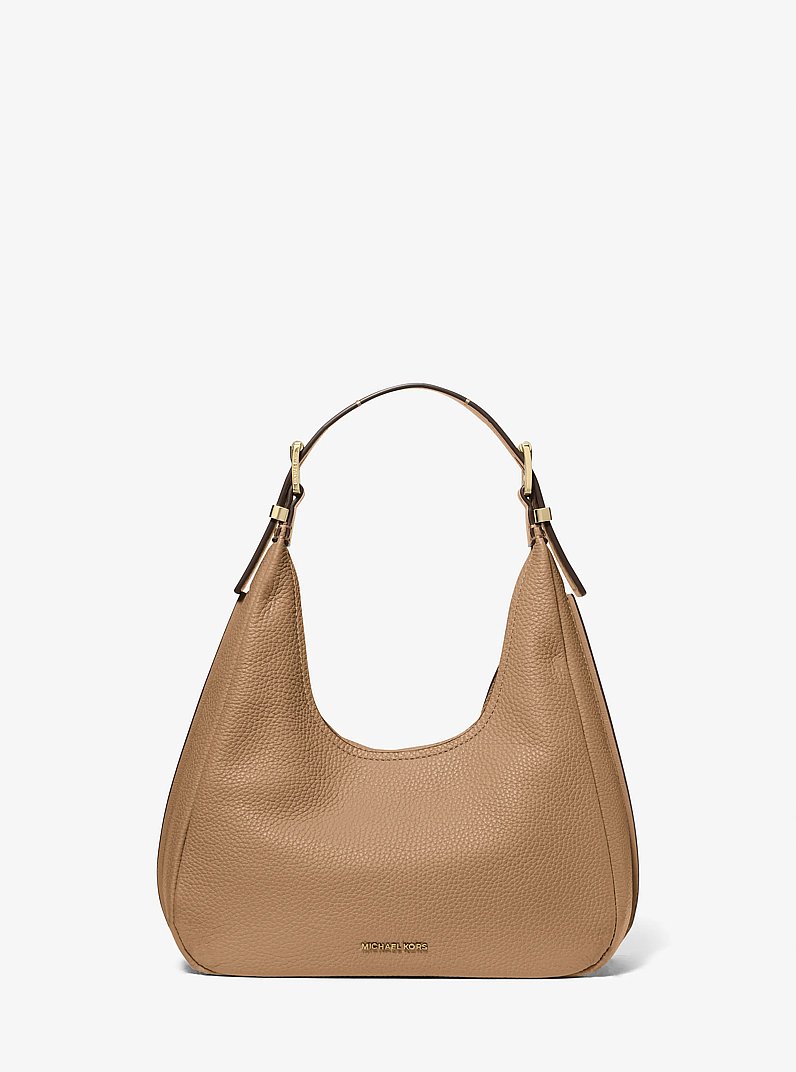 Nolita Small Pebbled Leather Hobo Shoulder Bag in HUSK | Michael Kors
