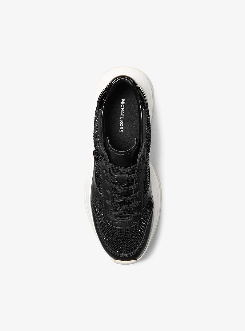 Arla Metallic Leather Trainer in BLACK | Michael Kors