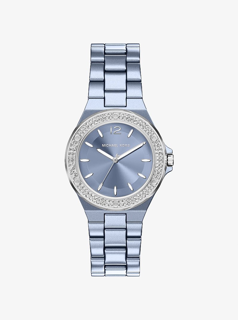 Montre miniature Lennox de ton bleu &agrave; pav&eacute; in ARGENT | Michael Kors