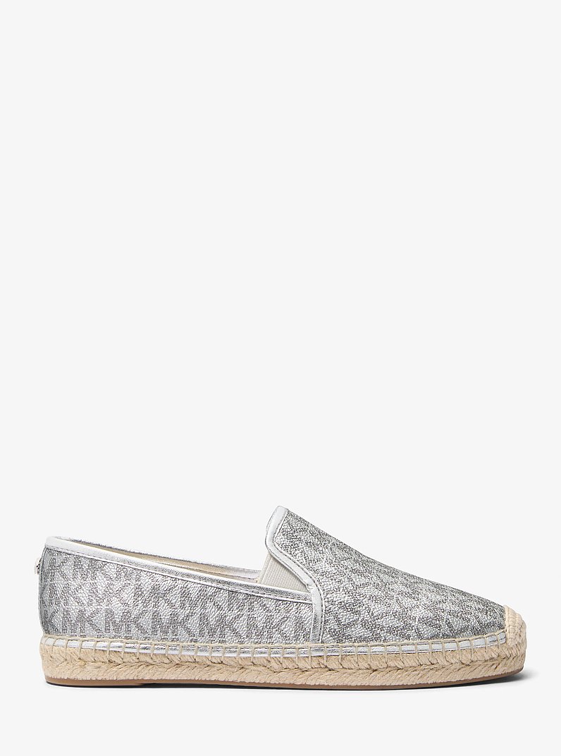 Hastings Metallic Signature Logo Espadrille in SILVER | Michael Kors