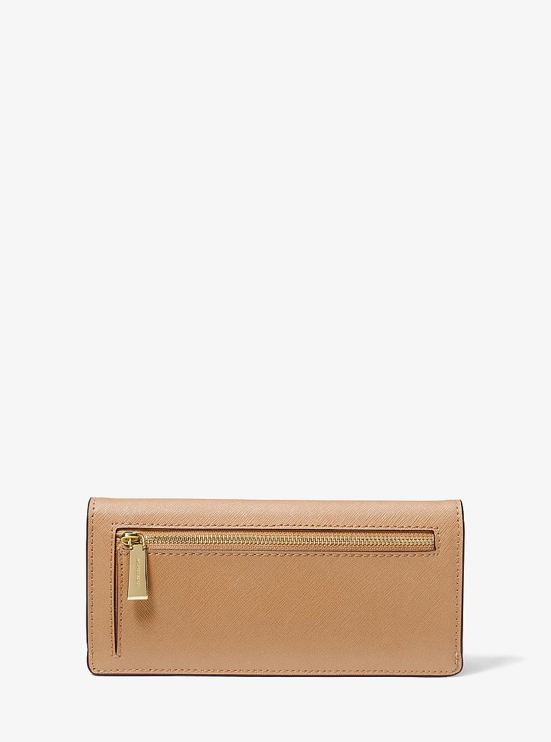 Jet Set Large Saffiano Leather Snap-Front Wallet in CAMEL | Michael Kors
