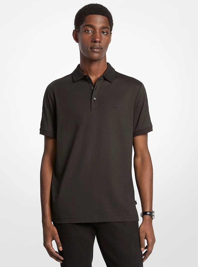 Logo Cotton Polo Shirt in BLACK | Michael Kors