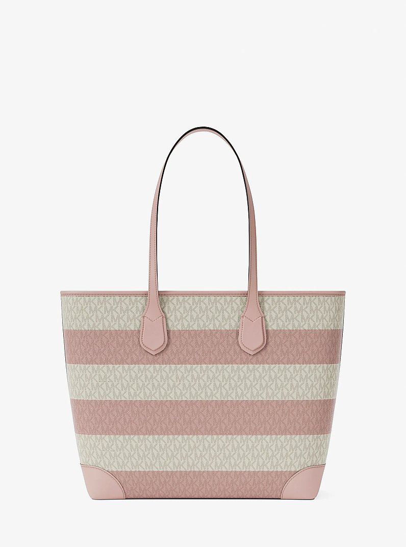 Eva Large Striped Signature Logo Tote Bag in POWDER BLUSH | Michael Kors