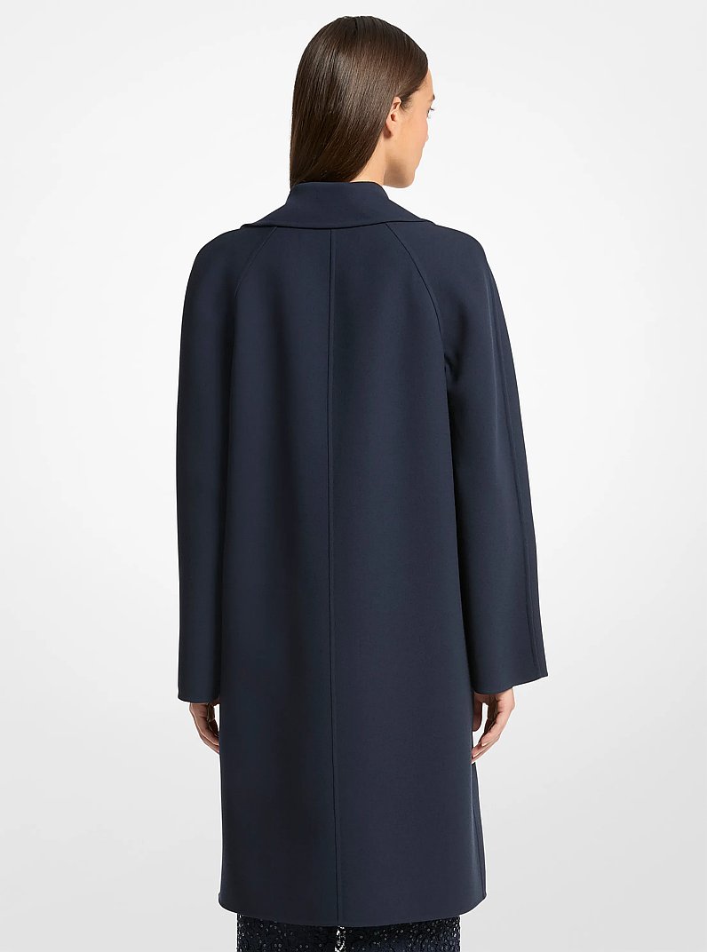 Balmacaan de crep&eacute; de lana de doble cara in AZUL MEDIANOCHE | Michael Kors