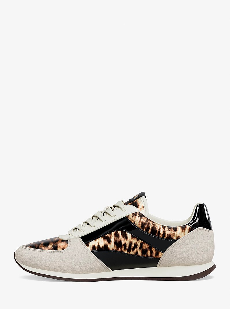 Cindy Leopard Print Calf Hair Trainer in DK CAMEL MLT | Michael Kors