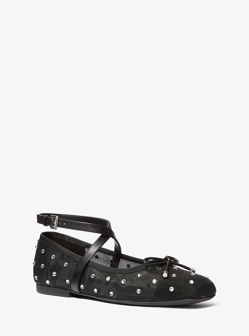 Collette Embellished Mesh Ballet Flat in BLACK | Michael Kors