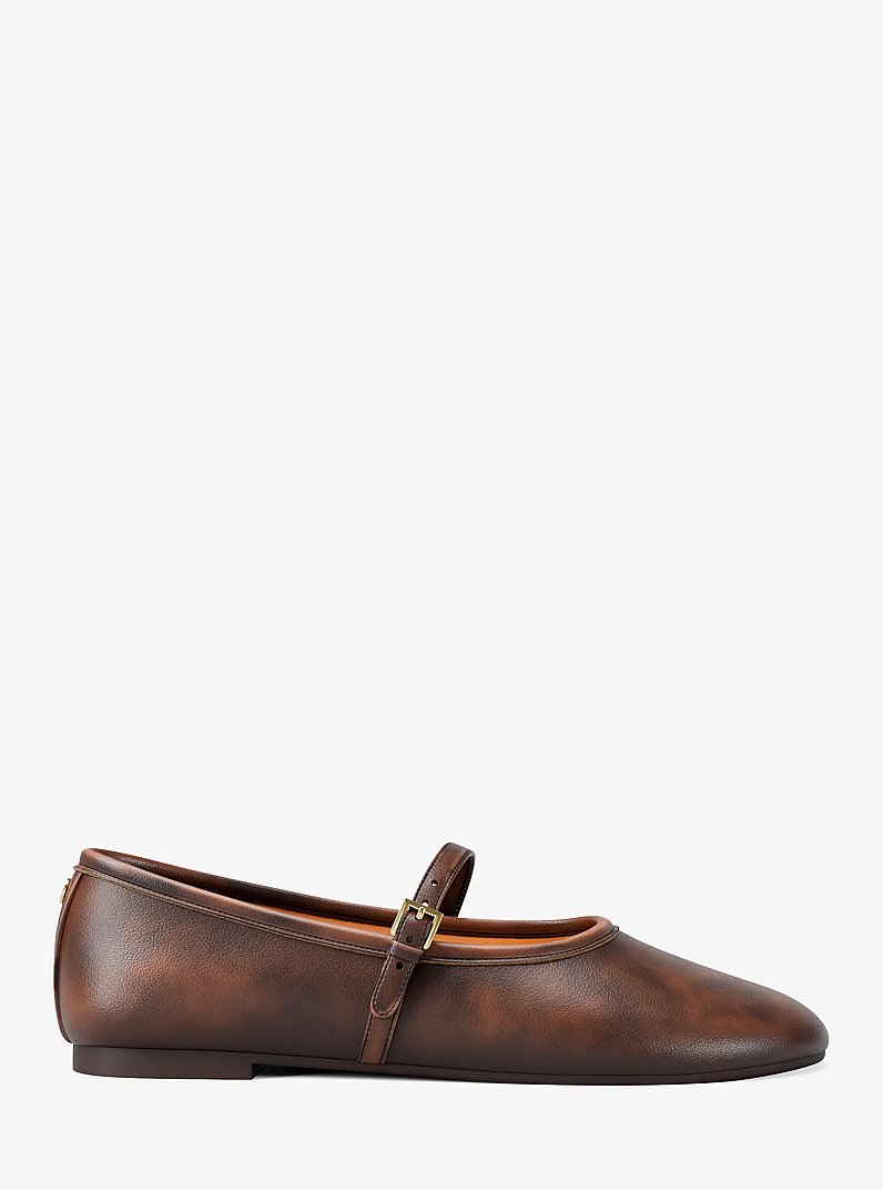 Phoebe Burnished Ballet Flat in CHOCOLATE | Michael Kors