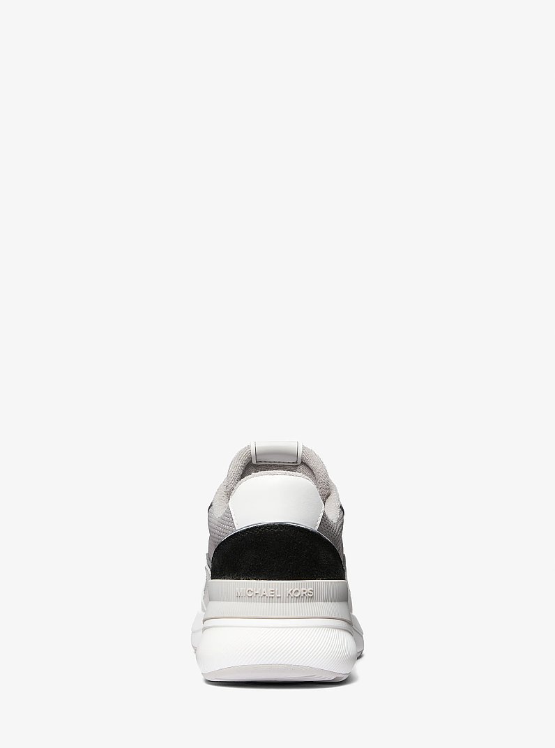 Trevor Leather and Stretch Knit Trainer in QUARRY GREY MULTI | Michael Kors