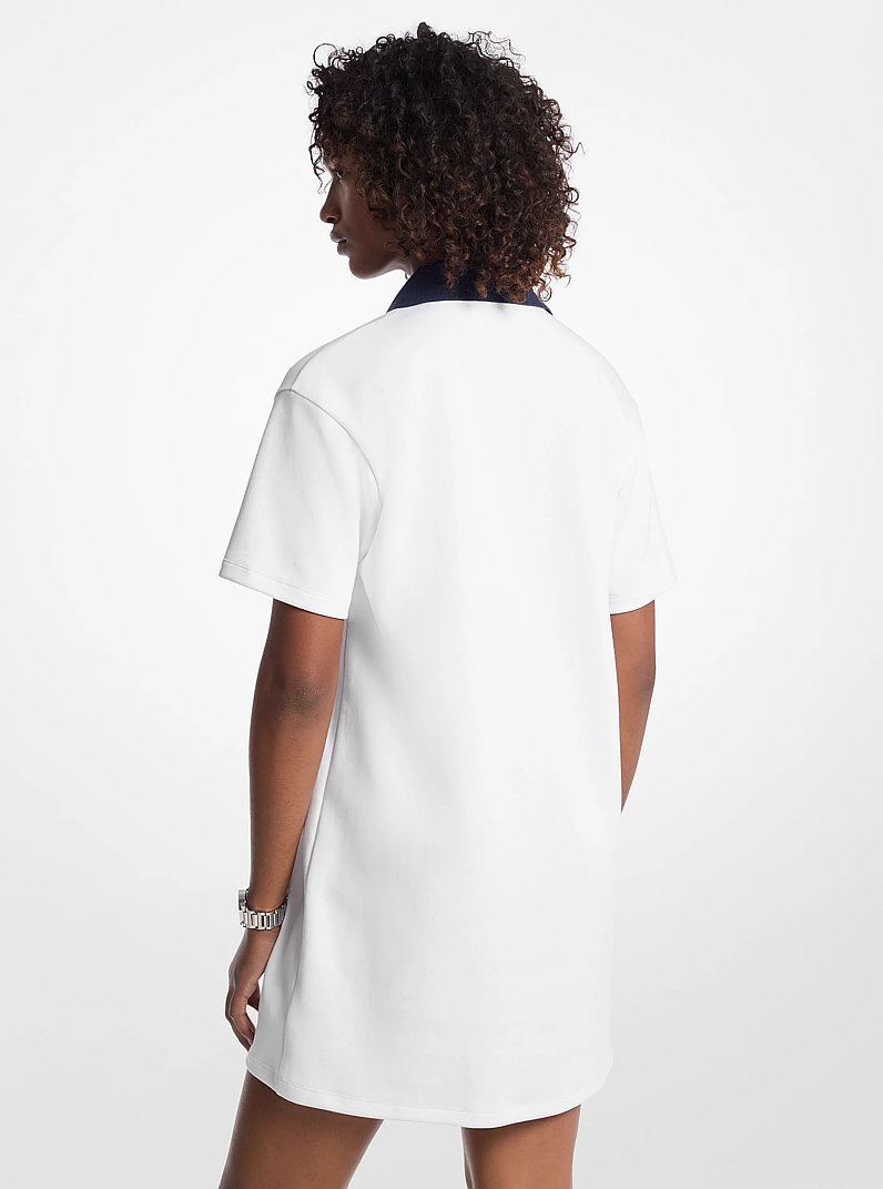 Oversized Cotton Blend Polo Mini Dress in WHITE | Michael Kors