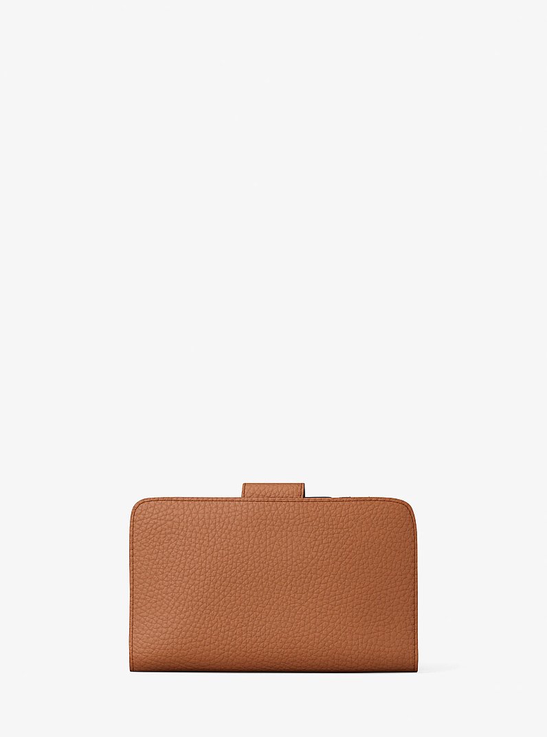 MK Pop Charm Medium Pebbled Leather Wallet in LUGGAGE | Michael Kors