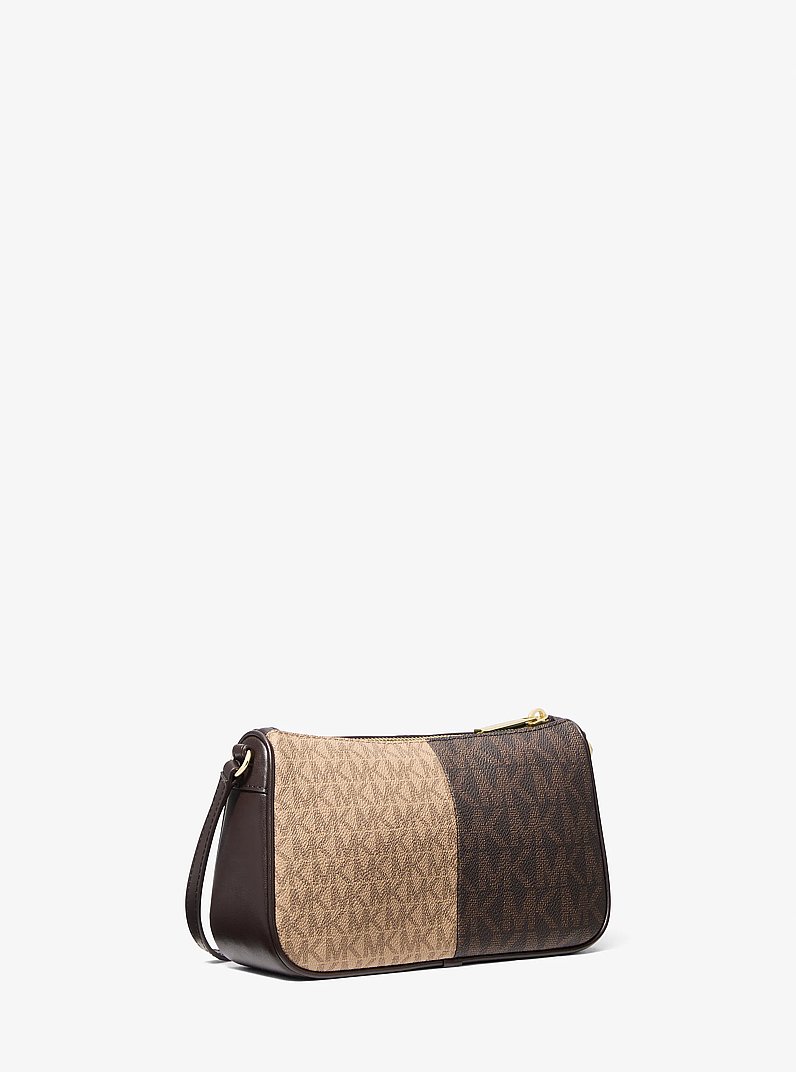 Pochette Jet Set media bicolore con logo in MARRONE MULTI | Michael Kors