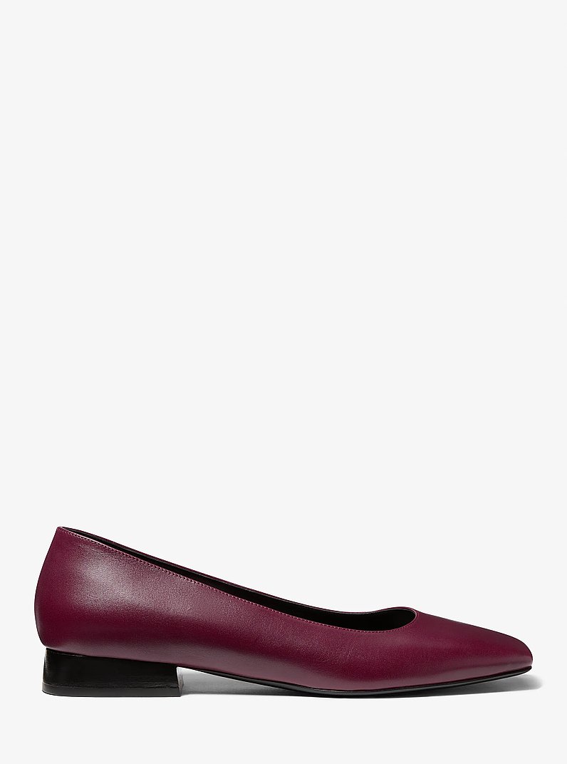Isabella Leather Skimmer Flat in WINE | Michael Kors