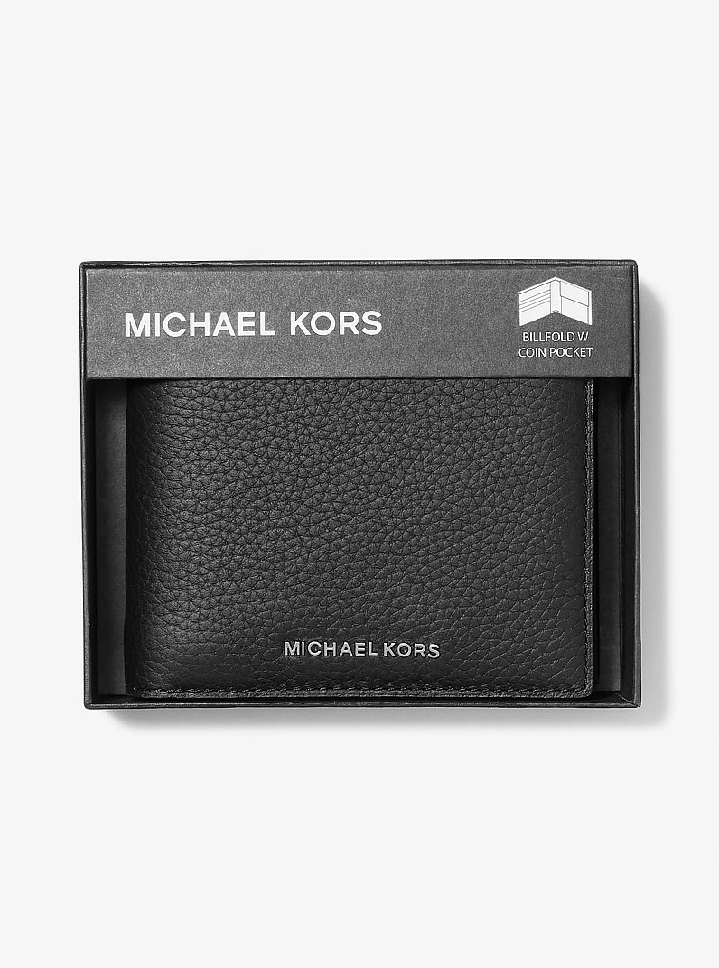 Hudson Pebbled Leather Billfold Wallet in BLACK | Michael Kors