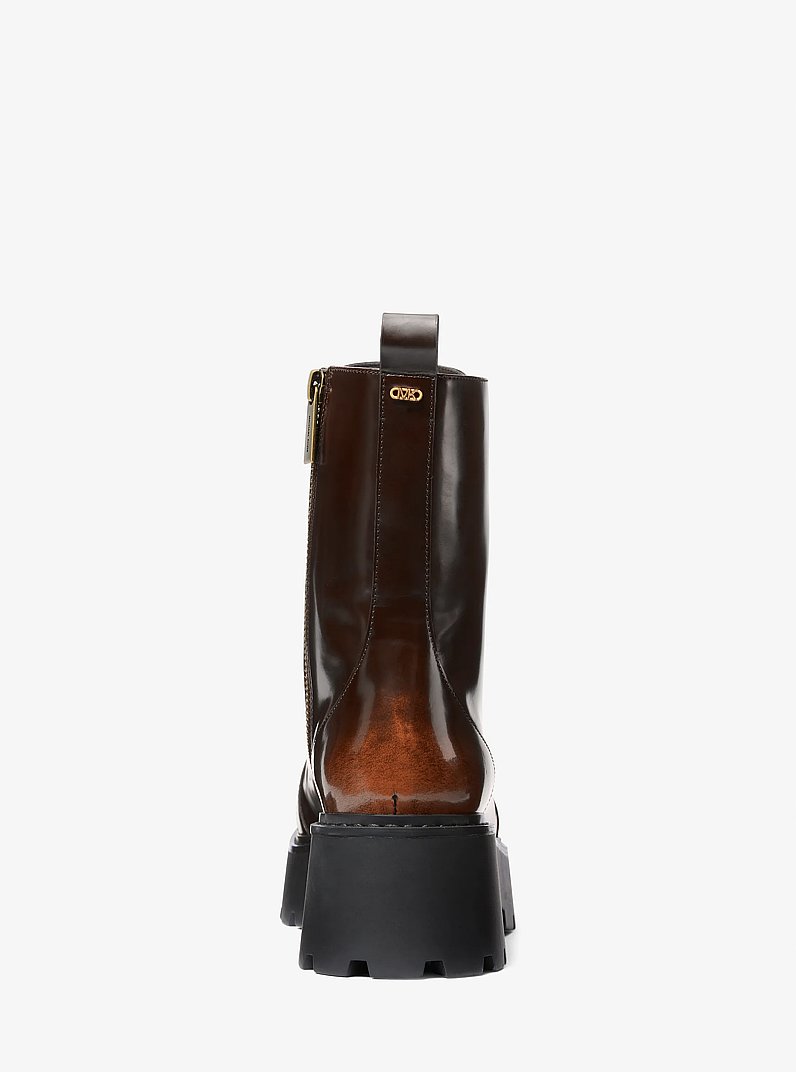 Blake Burnished Leather Combat Boot in LUGGAGE | Michael Kors