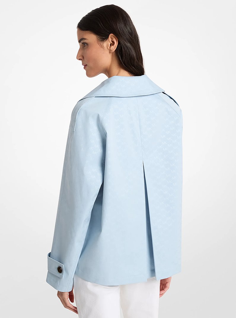 Logo Print Woven Cropped Trench Coat in PASTEL BLUE | Michael Kors