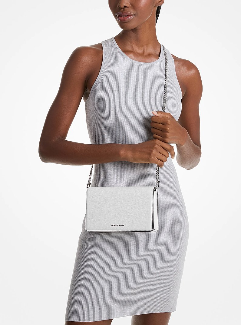 Jet Set Medium Pebbled Leather Crossbody Bag in OPTIC WHITE | Michael Kors