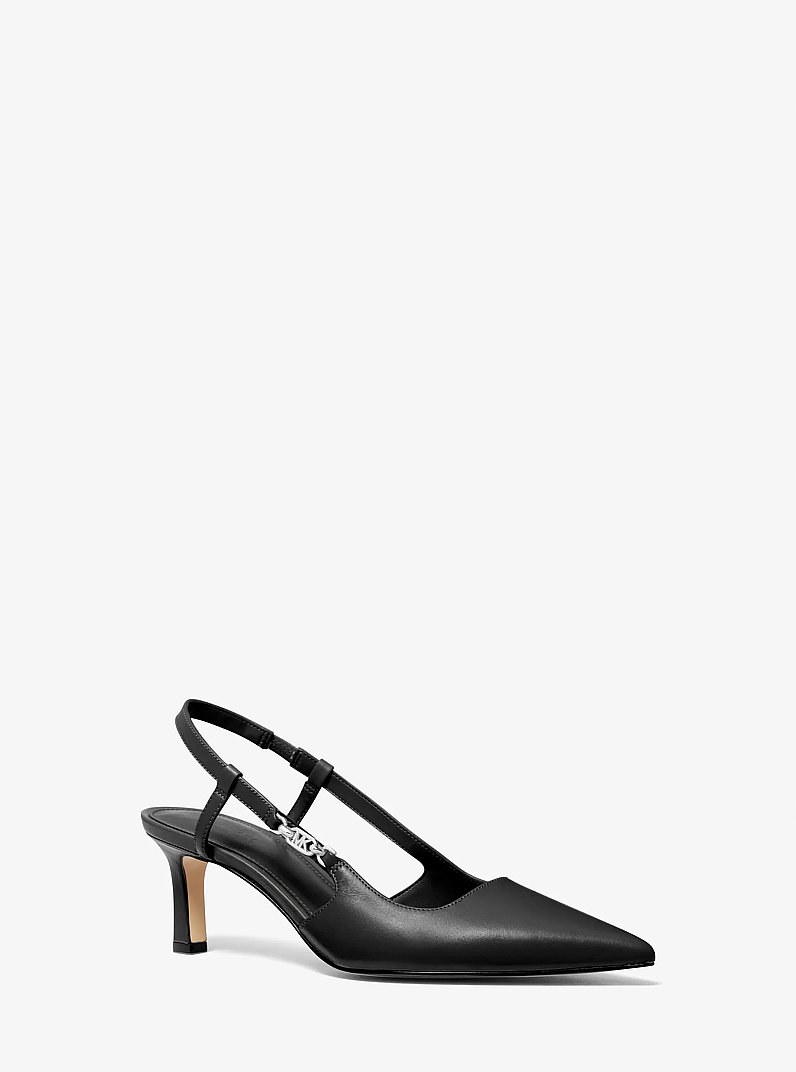 Daniella Leather Slingback Pump in BLACK | Michael Kors