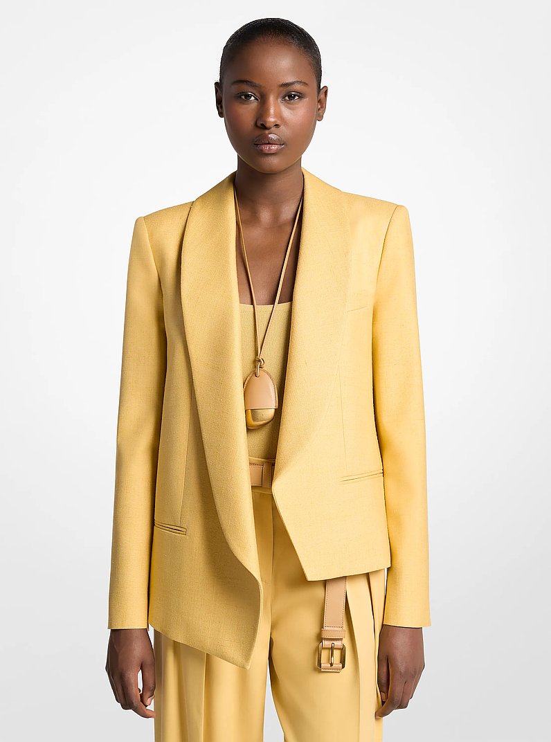 Silk Canvas Asymmetric Wrap Jacket in PALOMINO | Michael Kors