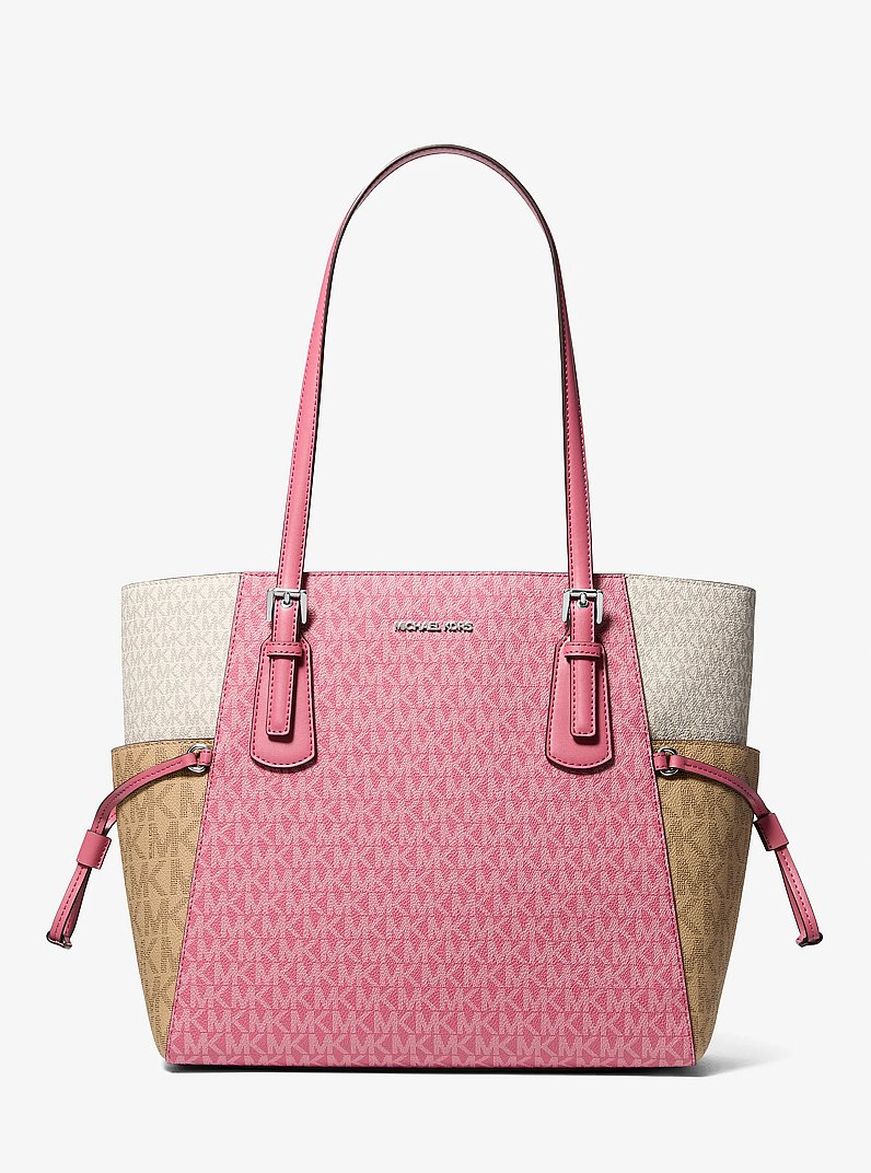 Voyager Large Color-Block Signature Logo Tote Bag in ROSEWOOD MULTI | Michael Kors