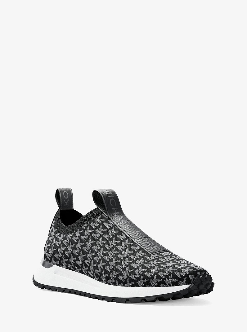 Bodie Metallic Logo Knit Slip-On Sneaker in BLACK | Michael Kors