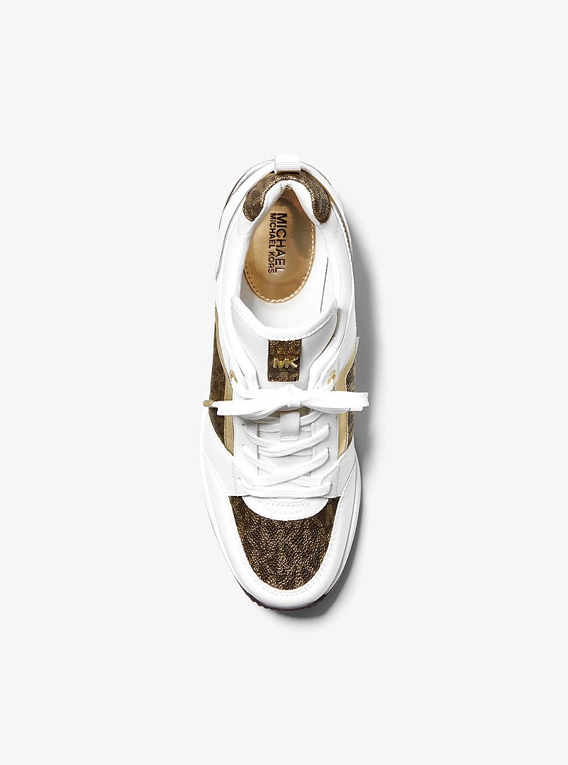 Georgie Metallic Logo and Leather Trainer in OPWHT MULTI | Michael Kors