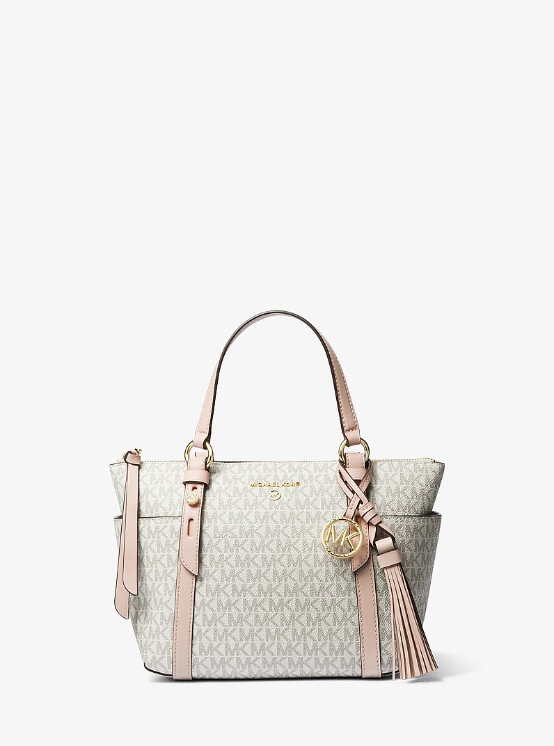Sullivan Small Logo Top-Zip Tote Bag in VANILLA/SOFT PINK | Michael Kors