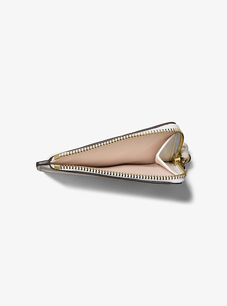 Kartenetui Jet Set Small aus gekrispeltem Leder mit Handschlaufe in OPTIC WHITE | Michael Kors