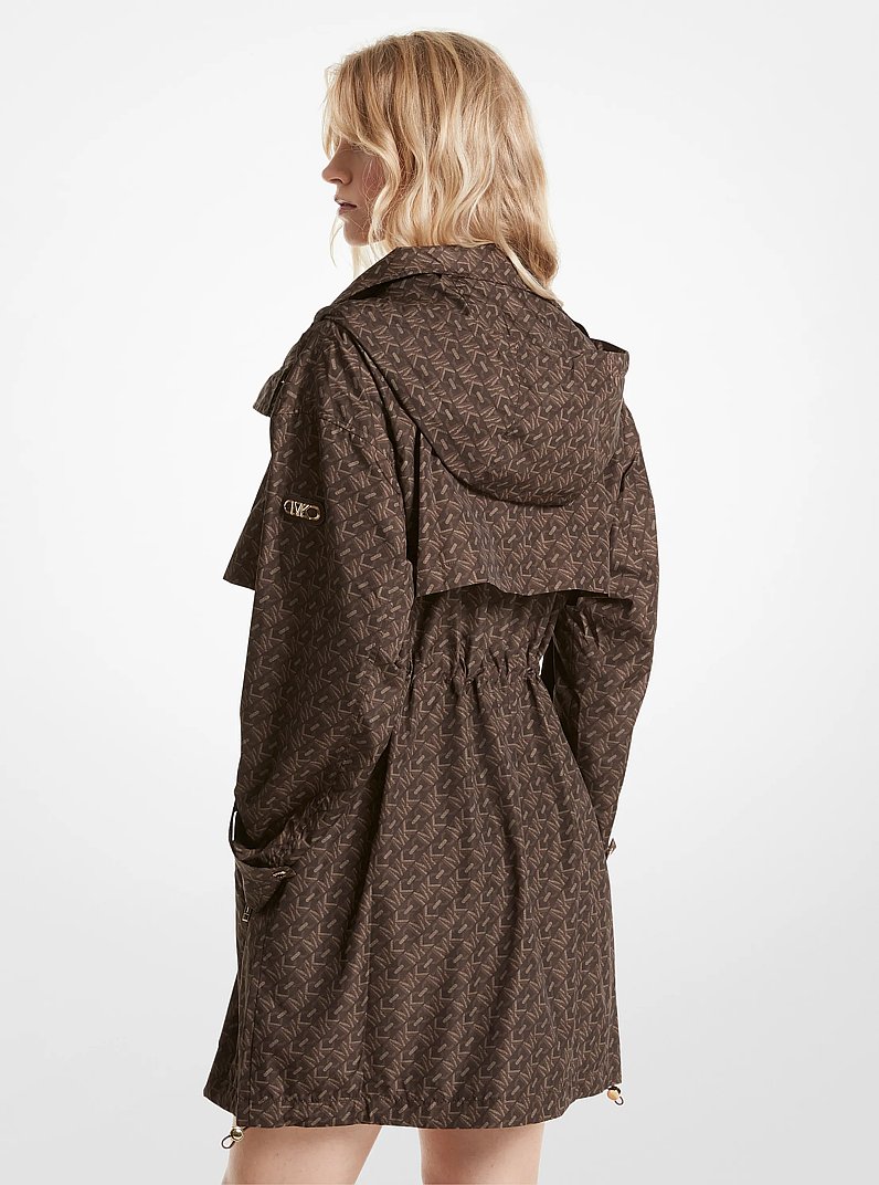 Empire Signature Logo Print Woven Anorak in CHOCOLATE | Michael Kors
