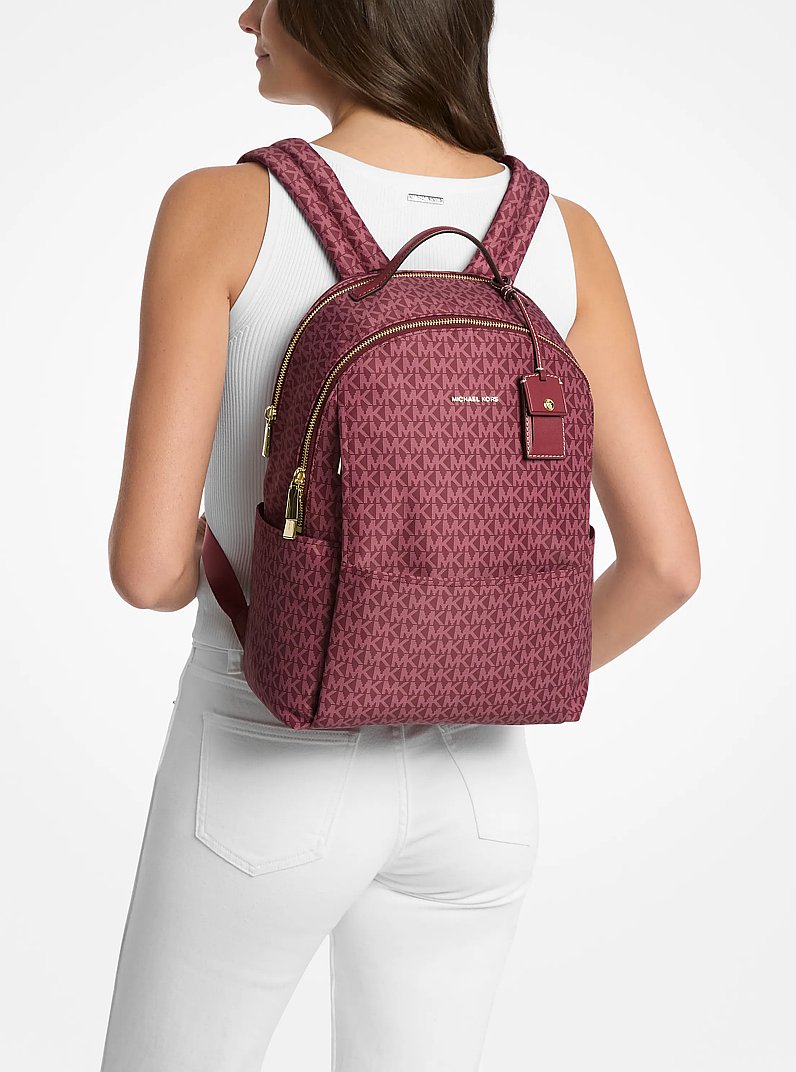 Sable Large Printed Signature Logo Backpack in MULBERRY | Michael Kors