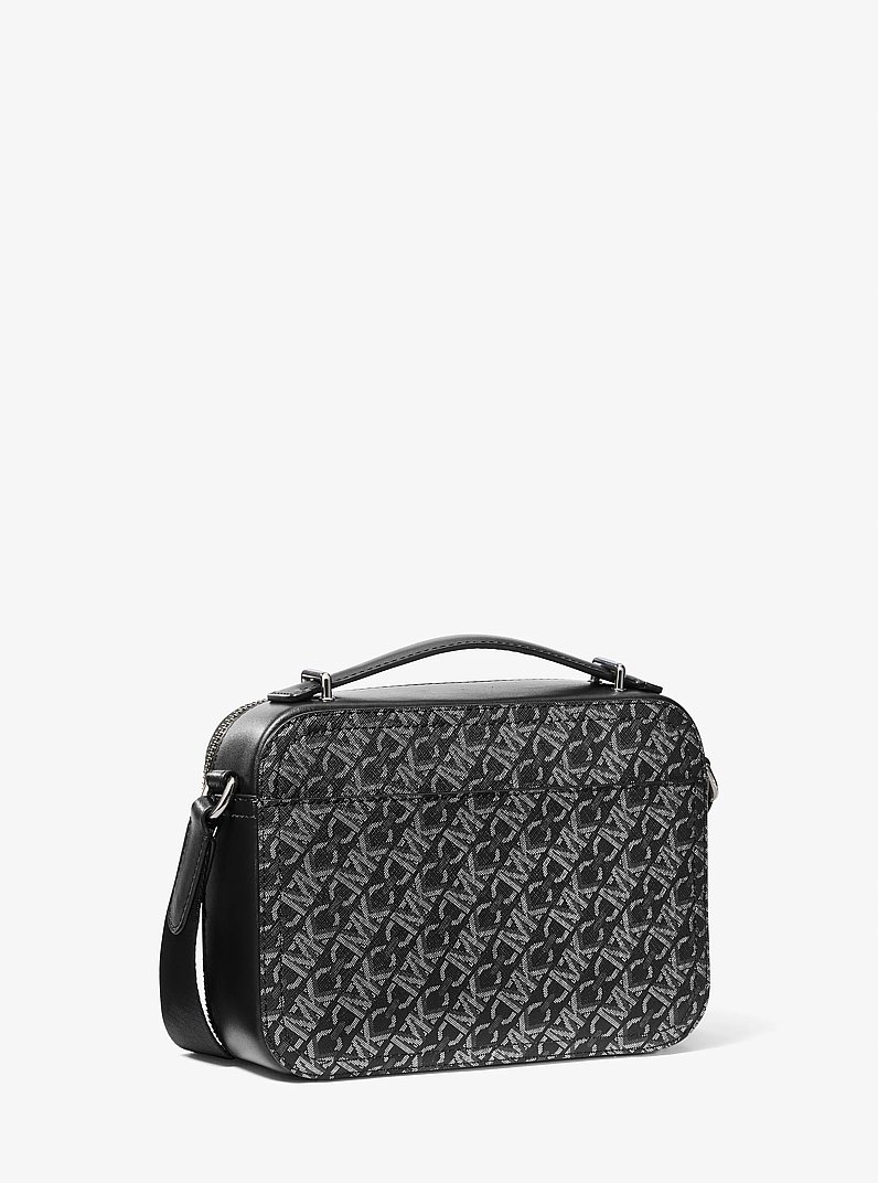 Hudson Empire Monogram Crossbody Bag in BLACK/SILVER | Michael Kors