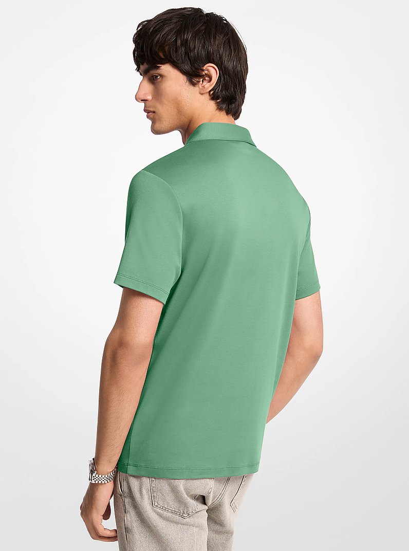Embroidered Logo Cotton Polo Shirt in PINE GREEN | Michael Kors