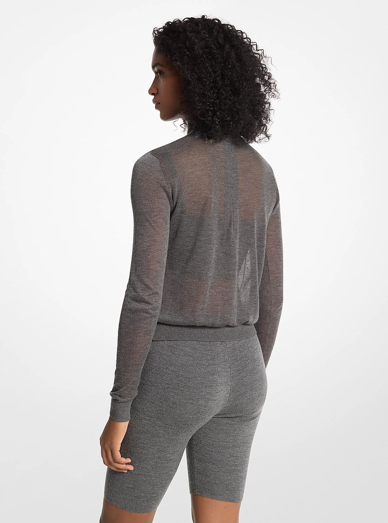 Sheer Mock Neck Sweater and Bra Top in DERBY HEATHER | Michael Kors