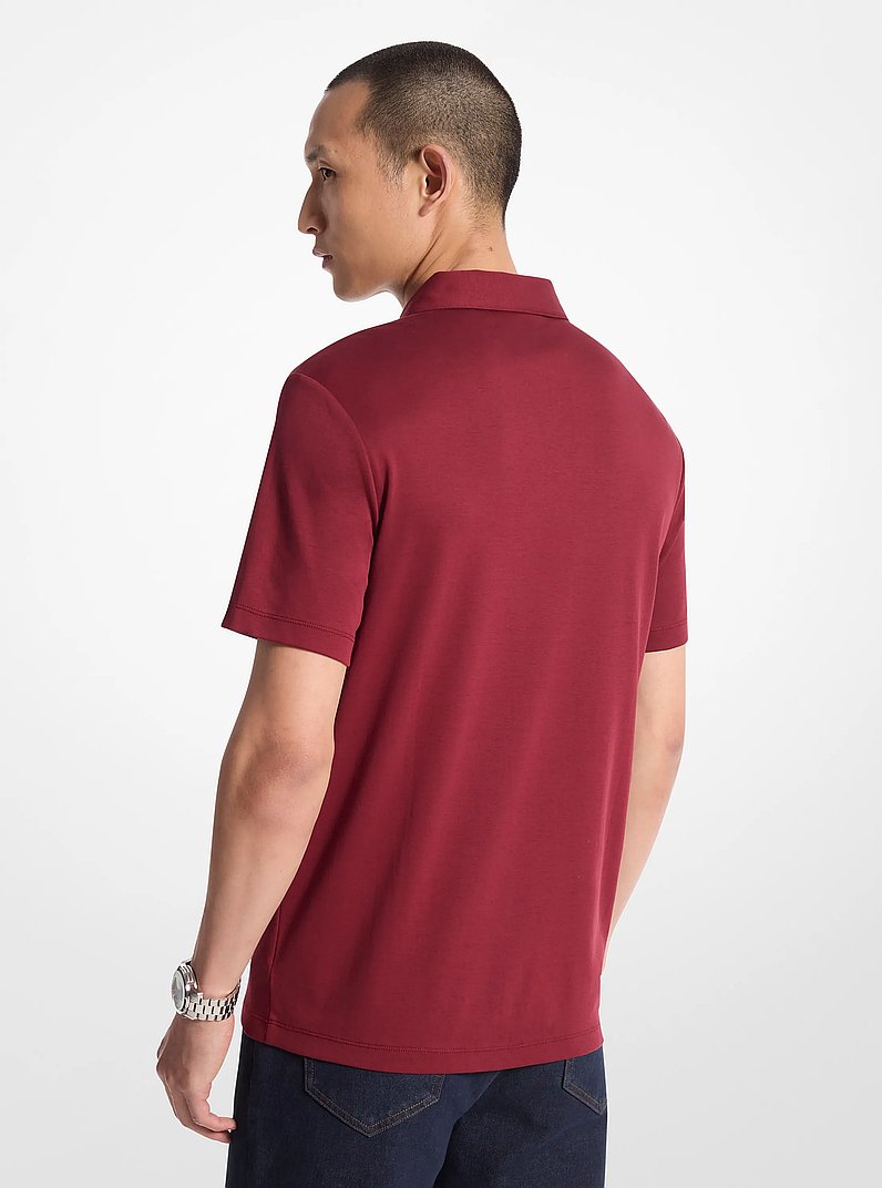 Embroidered Logo Cotton Polo Shirt in DARK BRANDY | Michael Kors