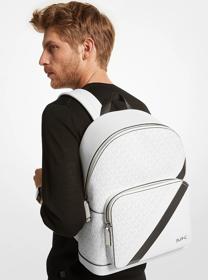 Cooper Logo and Striped Backpack in WHITE/BLACK | Michael Kors