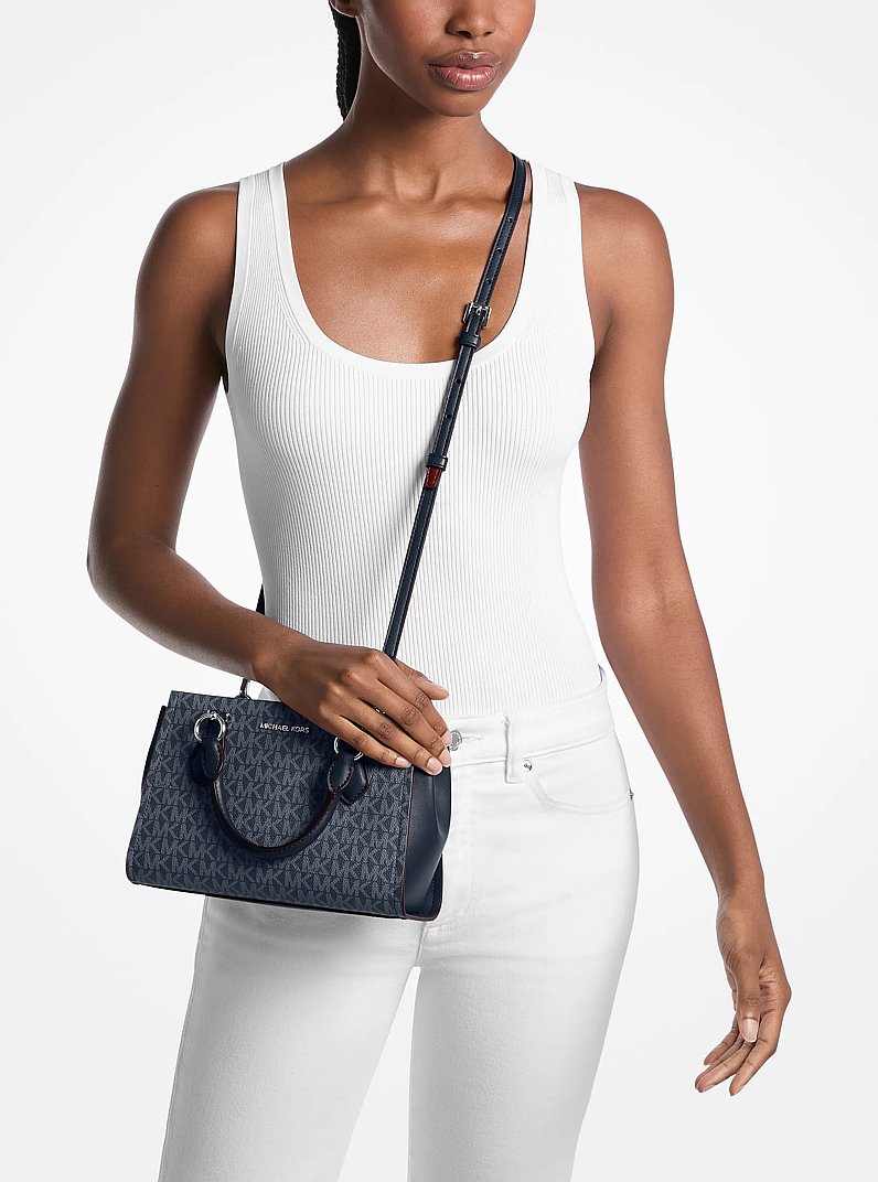 Marilyn Small Signature Logo Messenger Bag in ADMIRAL | Michael Kors