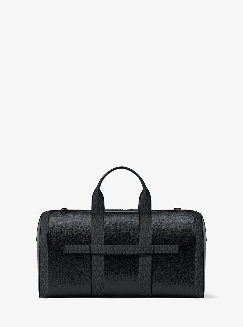 Cooper Pebbled Leather and Signature Logo Duffel Bag in BLACK | Michael Kors