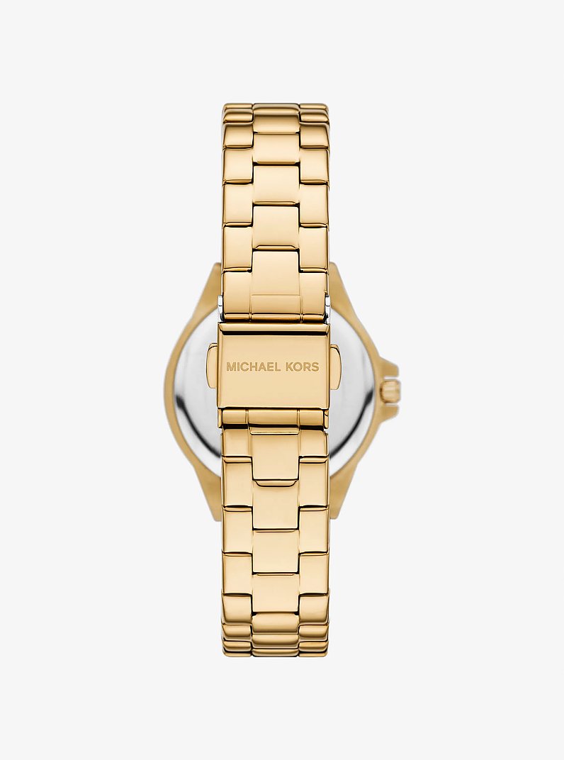 Mini Lennox Pav&eacute; Gold-Tone Watch in GOLD | Michael Kors