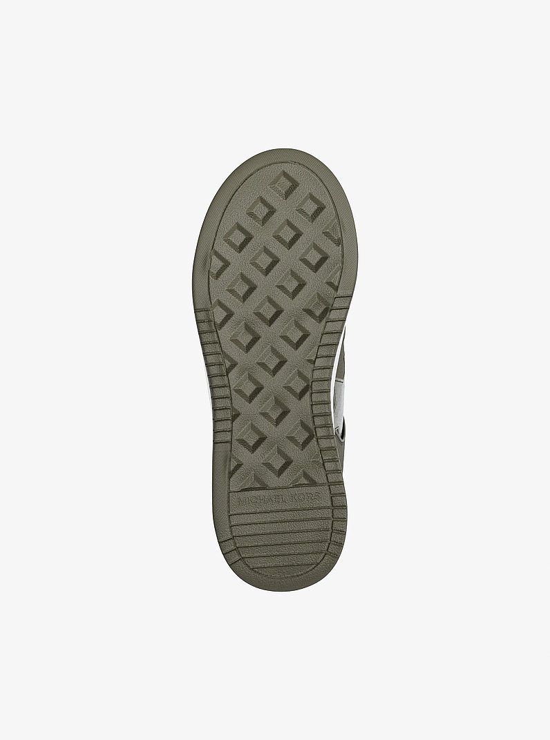 Lexi Embellished Mixed-Media Sneaker in OLIVE | Michael Kors