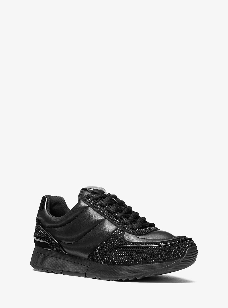 Andi Embellished Quilted Leather Trainer in BLACK | Michael Kors