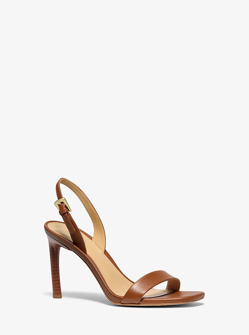 Kasia Leather Sandal in LUGGAGE | Michael Kors