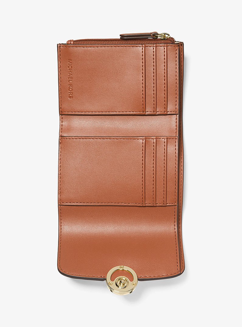 Leida Medium Signature Logo Wallet in BROWN | Michael Kors