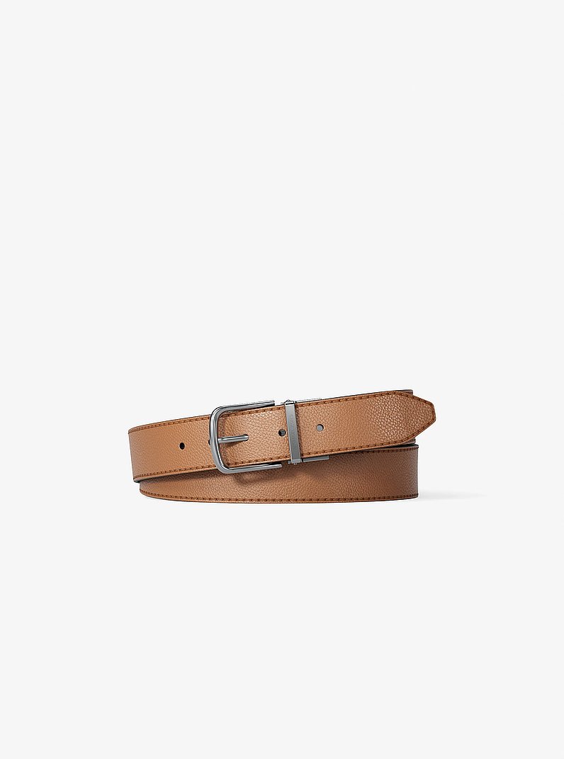 Pebbled Leather Belt in LUGGAGE/BLACK | Michael Kors