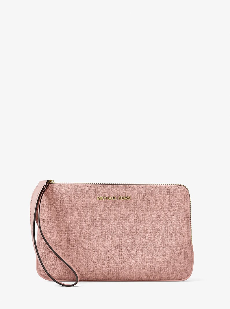 Jet Set Travel Small Signature Logo Wristlet in POWDER BLUSH | Michael Kors