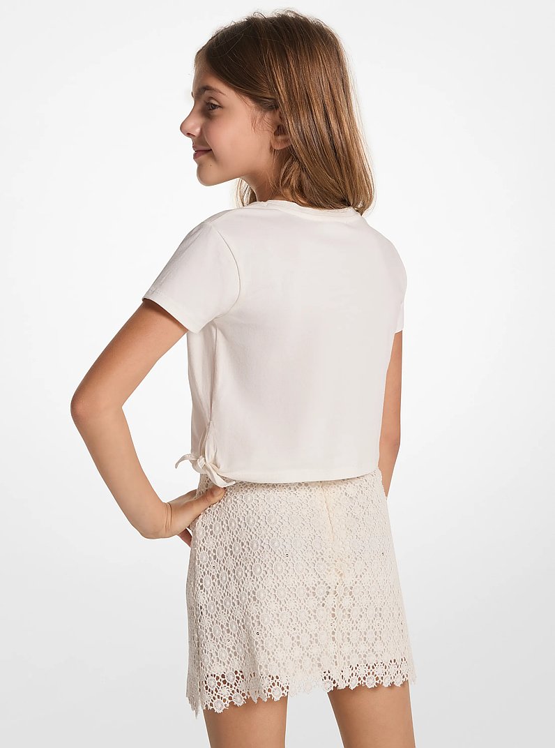 Embellished Cotton T-Shirt in OFF WHITE | Michael Kors