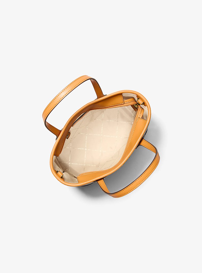 Bolso tote Eva extrapeque&ntilde;o convertible con estampado de logotipo exclusivo in NARANJA RADIANTE JASPEADO | Michael Kors