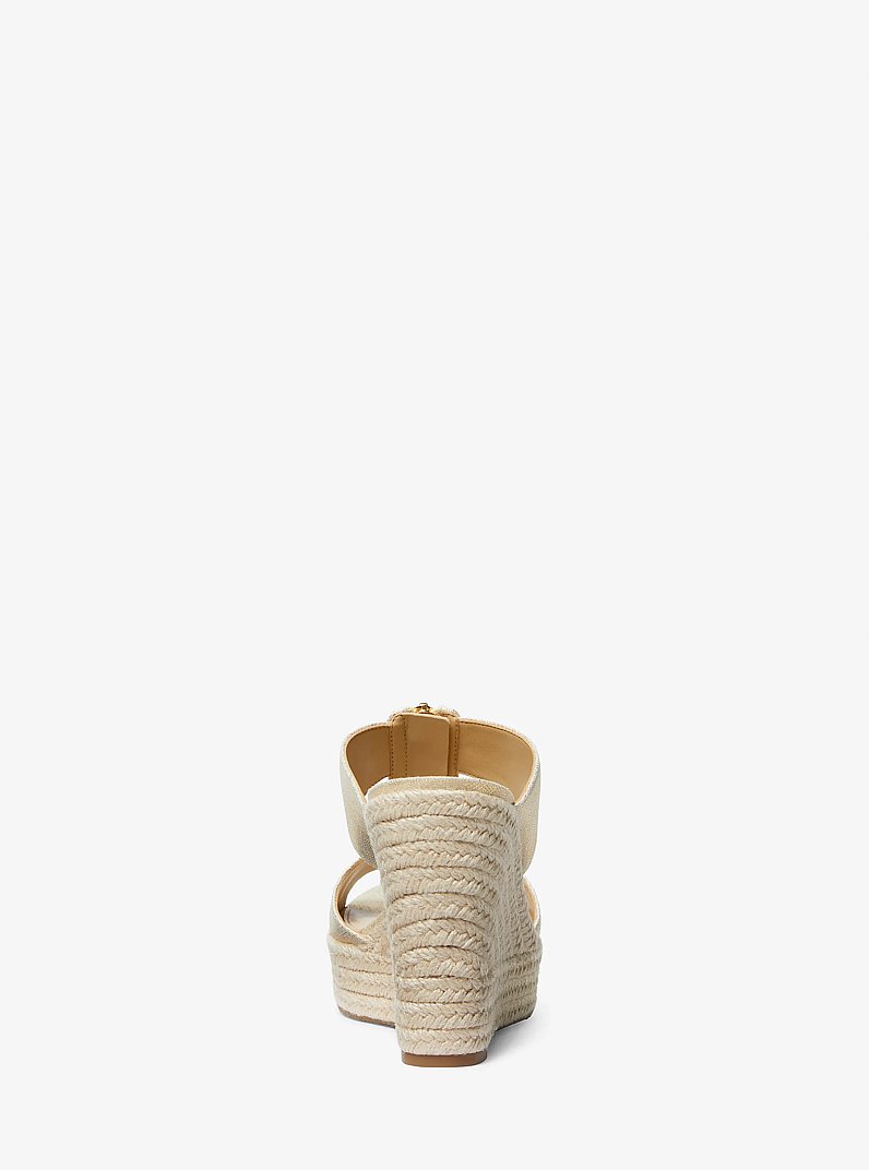 Bradley Metallic Canvas Wedge Sandal in PALE GOLD | Michael Kors