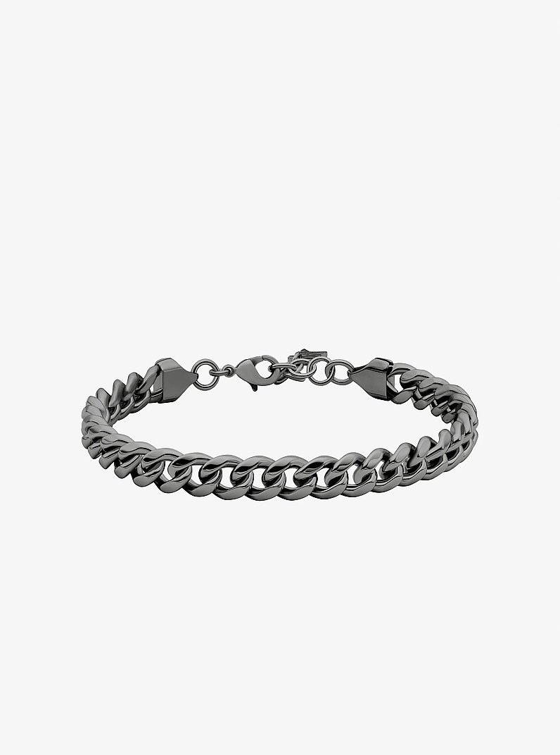 Precious Metal-Plated Brass Curb-Link Chain Bracelet in GRIS ACIER | Michael Kors